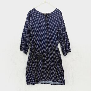 Banana Republic Navy Blue Rayon Printed Flowers  3/4 Sleeve Casual Dress P4022